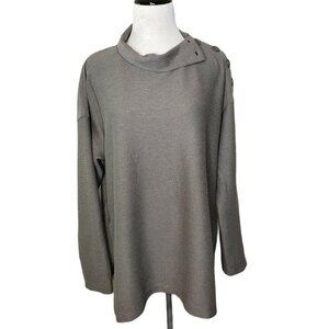 Max Studio High‎ Neck Pullover Long Sleeve Sweater Boxy button collar size L NEW